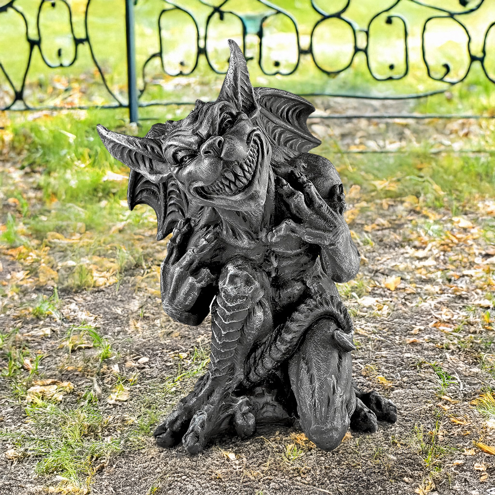 Laughing Gargoyle Yard Statue in garden