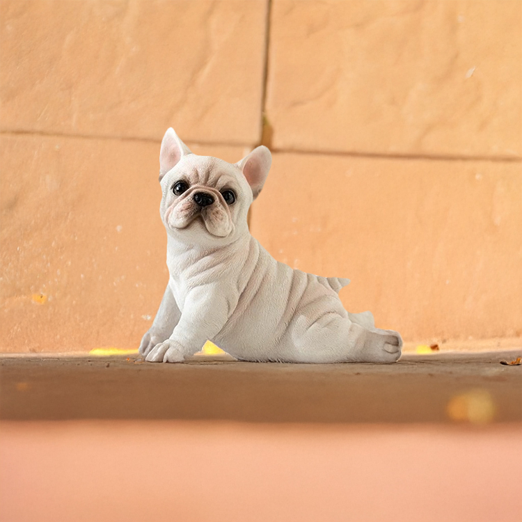 Lifelike French Bulldog puppy sculpture for decoration