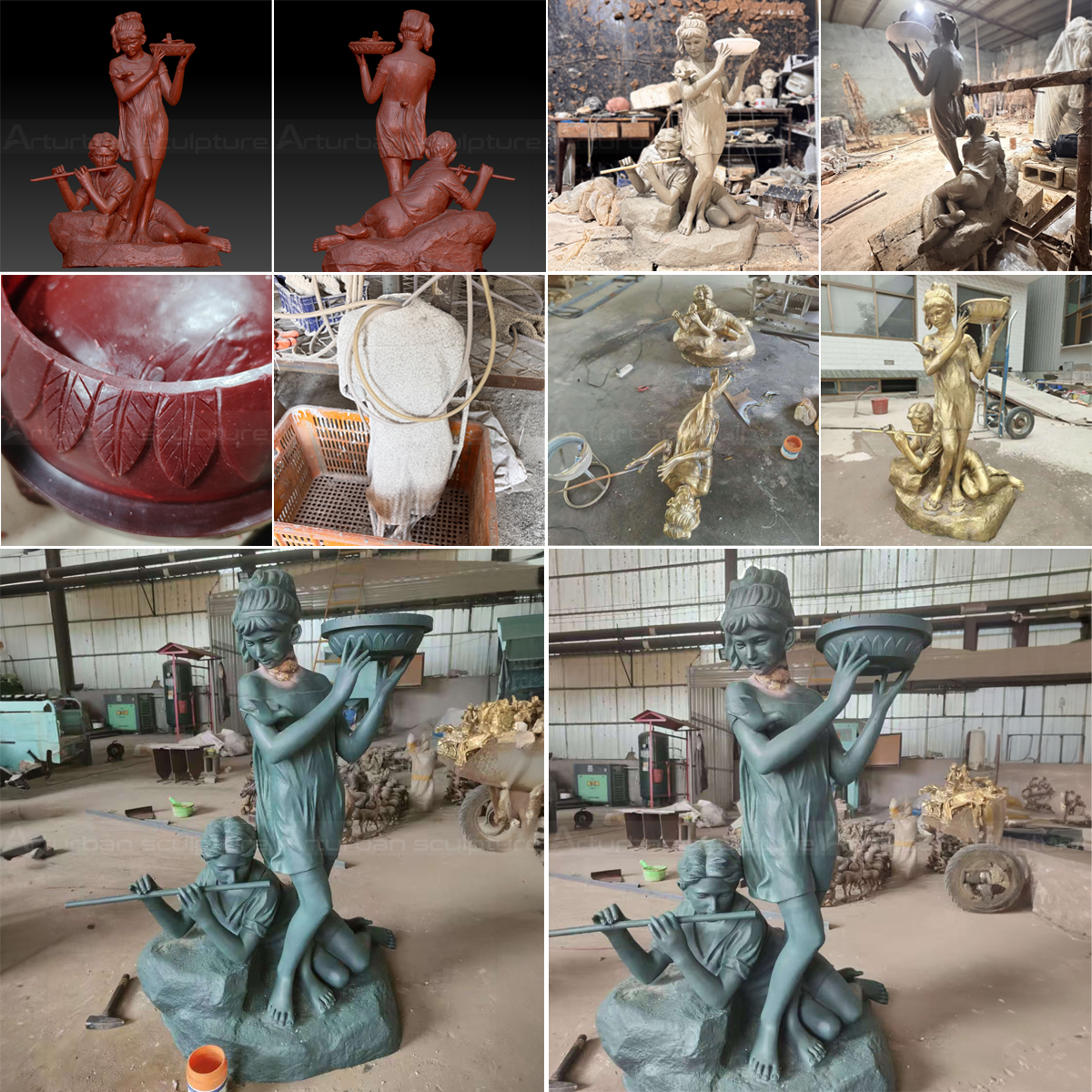 Making process of bronze Secret Garden Fountain replica