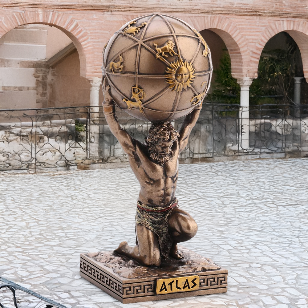 Outdoor bronze Atlas Mythology Statue holding globe