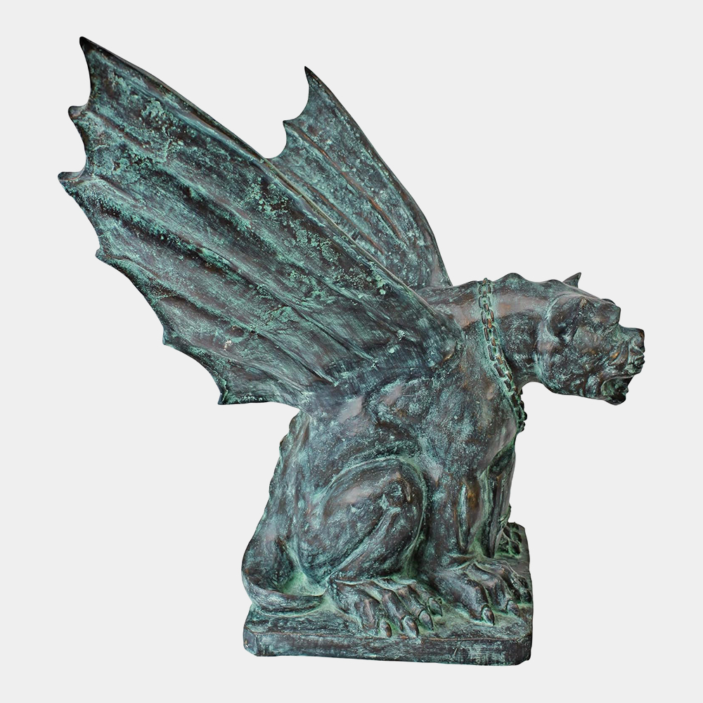 Side view Bulldog Gargoyle Statue bronze style