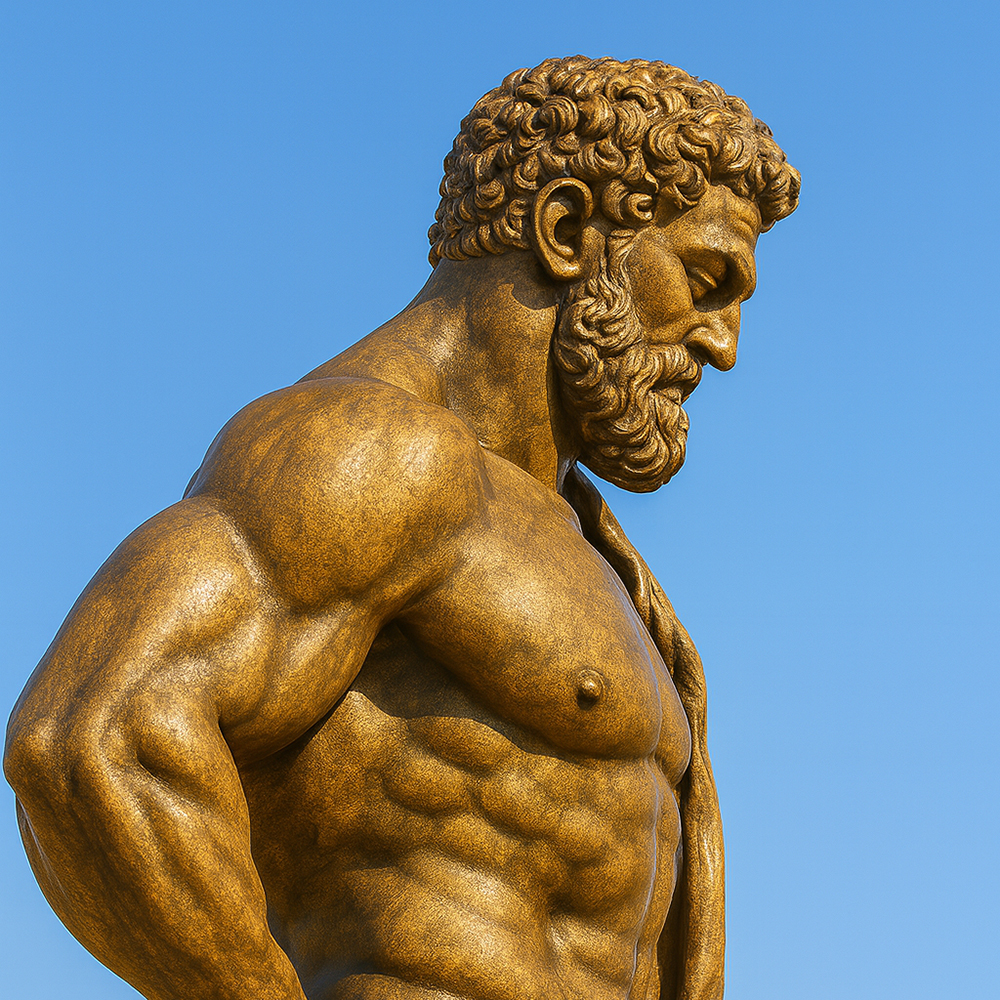 ancient hercules bronze statue