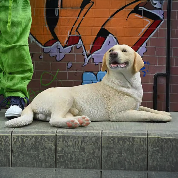 beige Labrador Dog garden Statues for Front Porch entrance