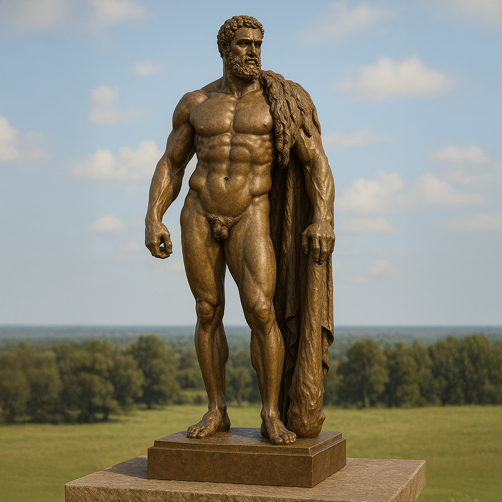 bronze Ancient Greek Hercules Statue outdoors