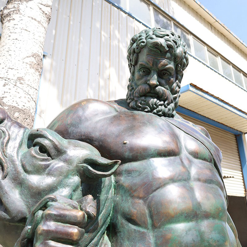 bronze Hercules and Cerberus detail