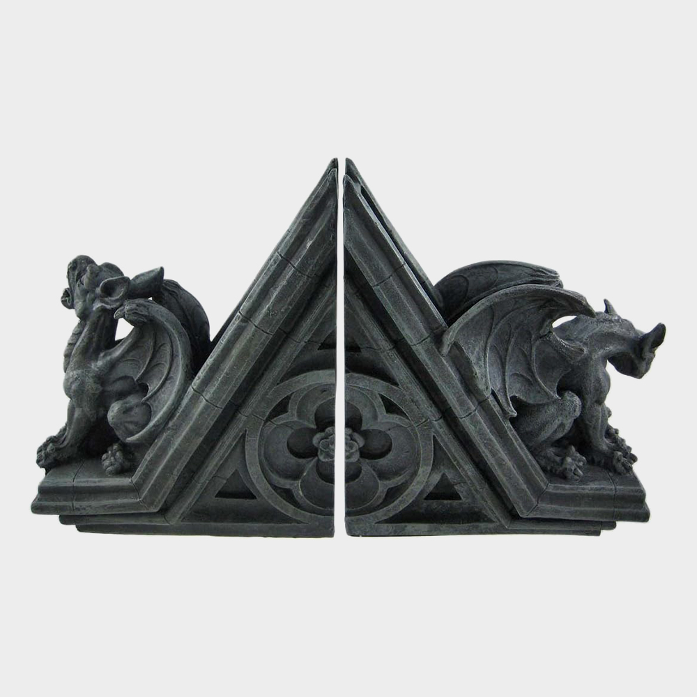 bronze gargoyle bookend roof sculpture set