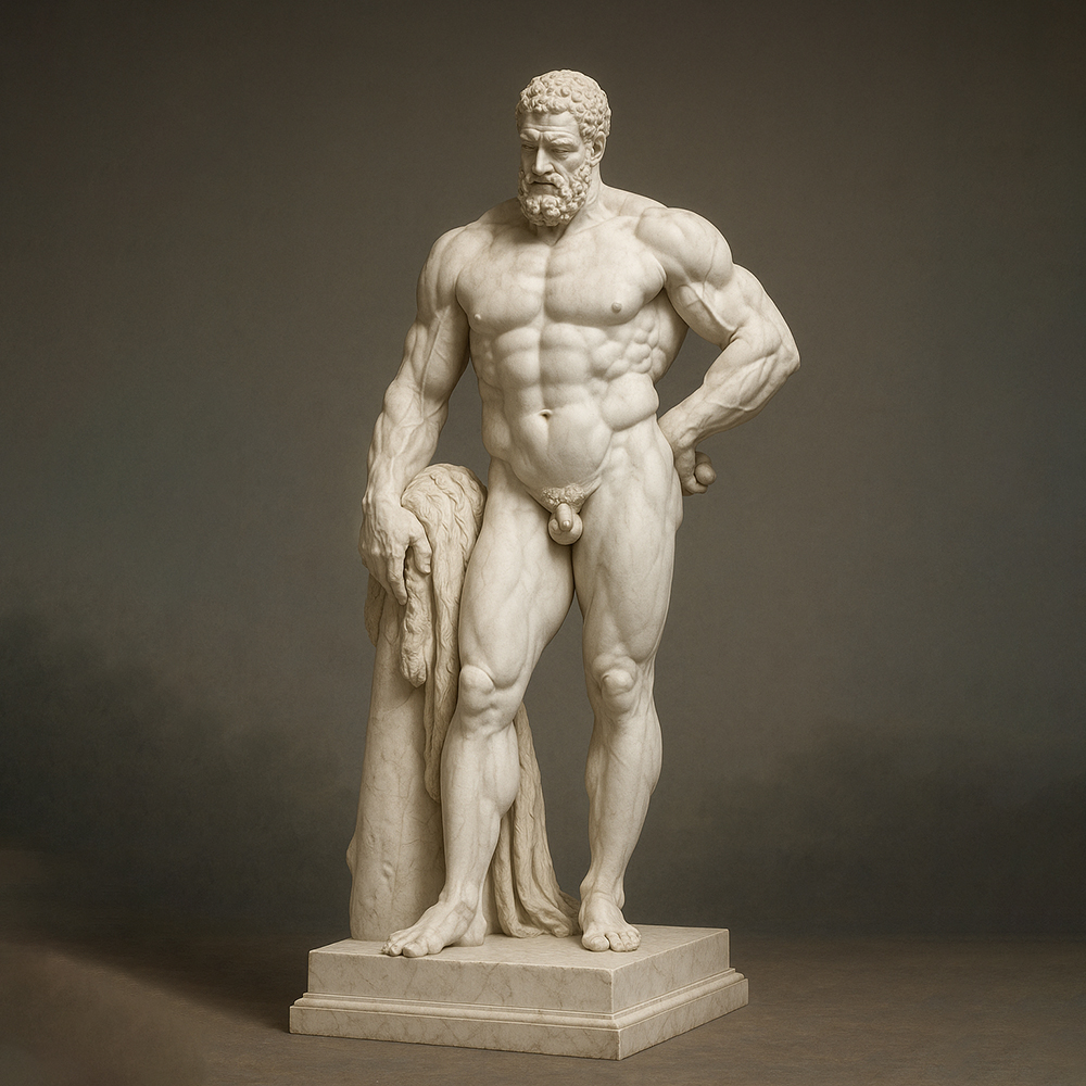full marble Hercules resting Garden Statue