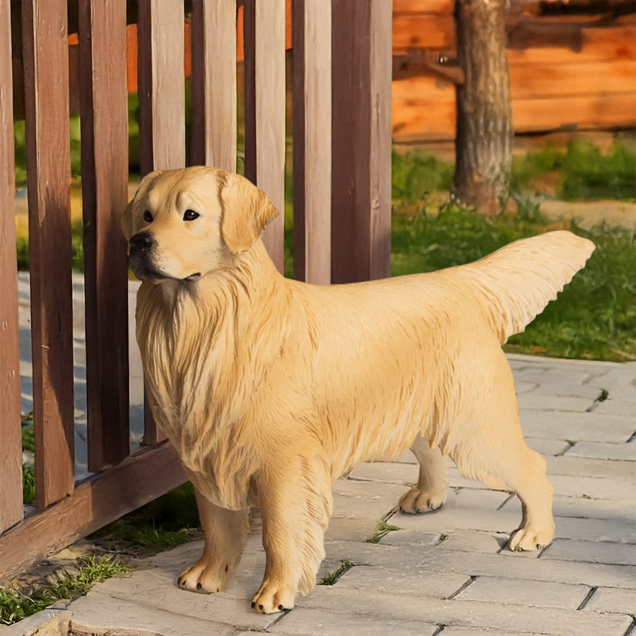 golden retriever lawn dog statue for front porch