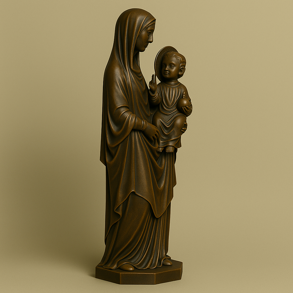 italian gothic Virgin Mary and Child Statue