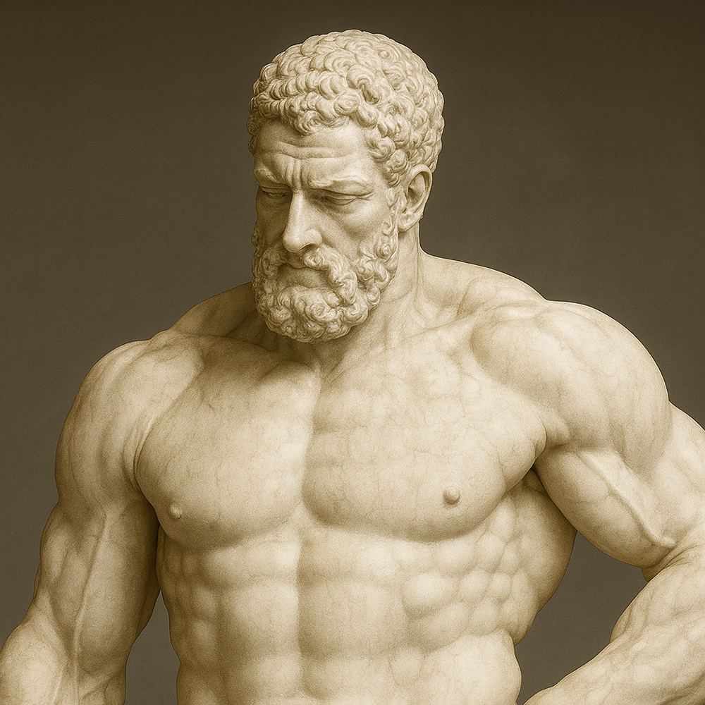 marble Hercules Garden Statue close-up