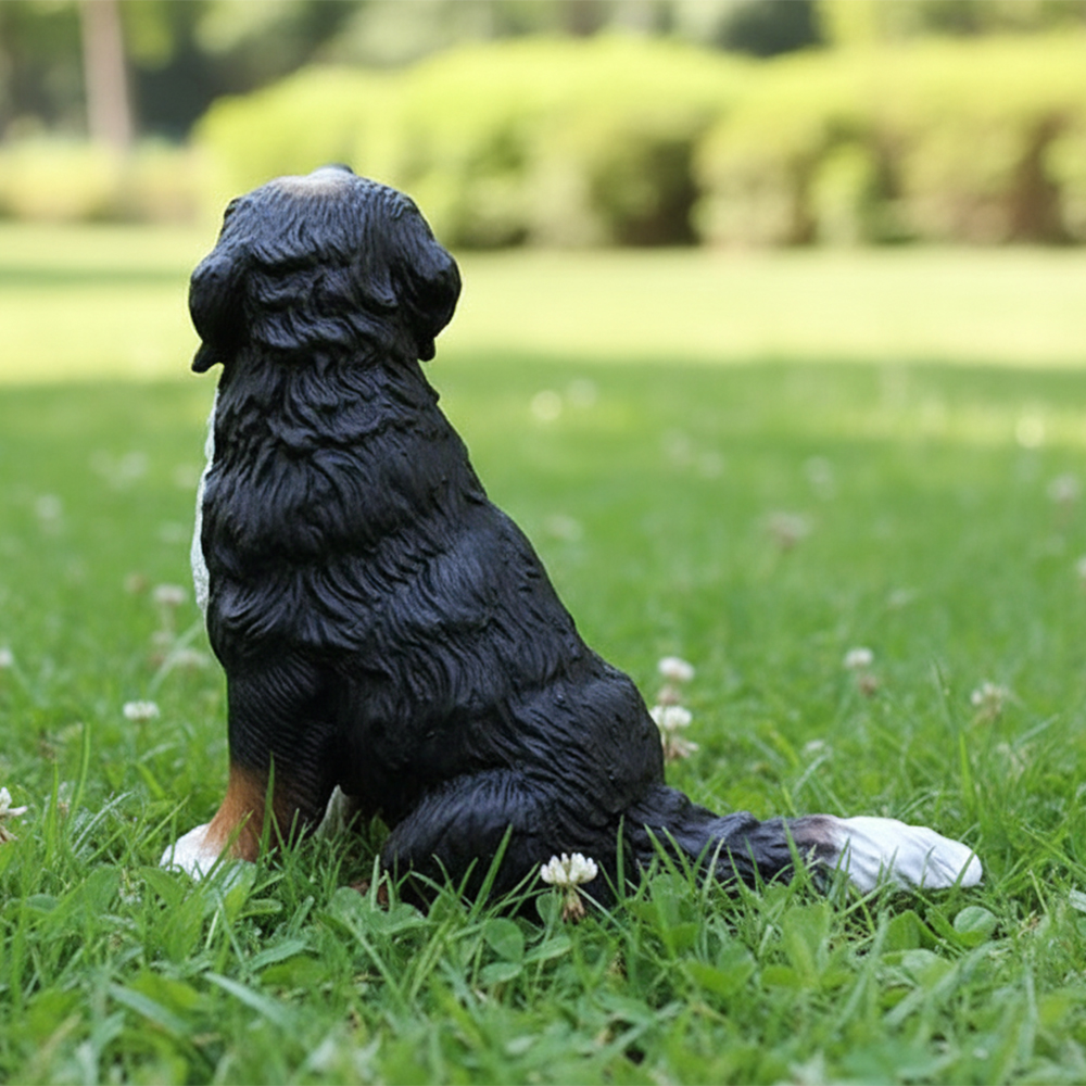sitting Bernese Mountain Dog lawn Sculpture