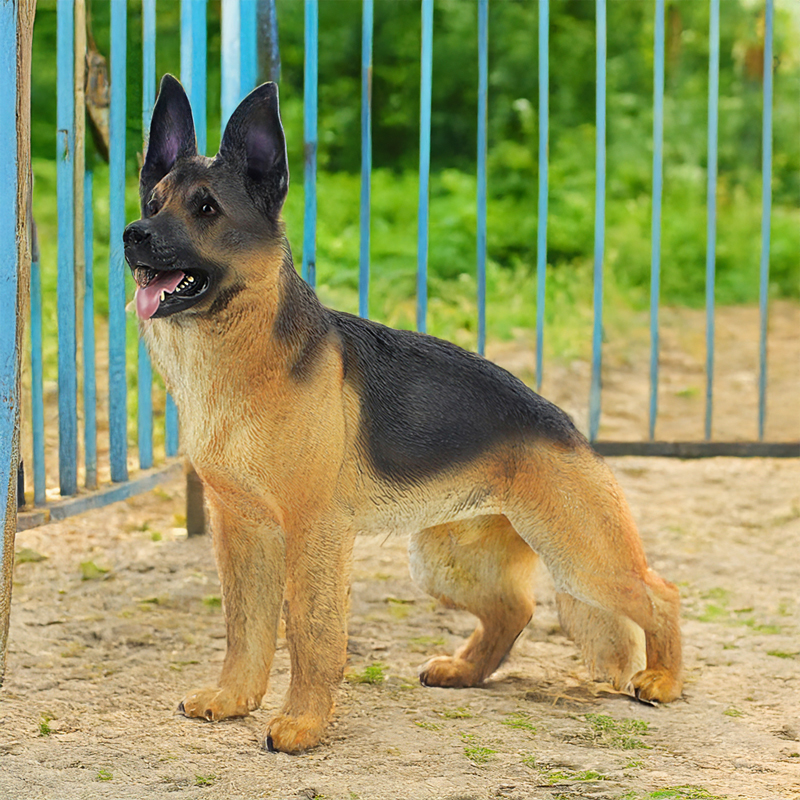 standing Black and tan German Shepherd lawn statue