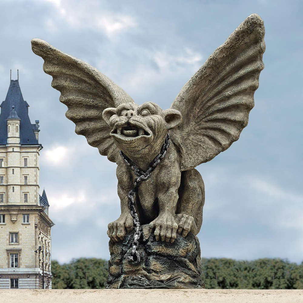 stone Chained Cathedral Gargoyle Statue outdoors