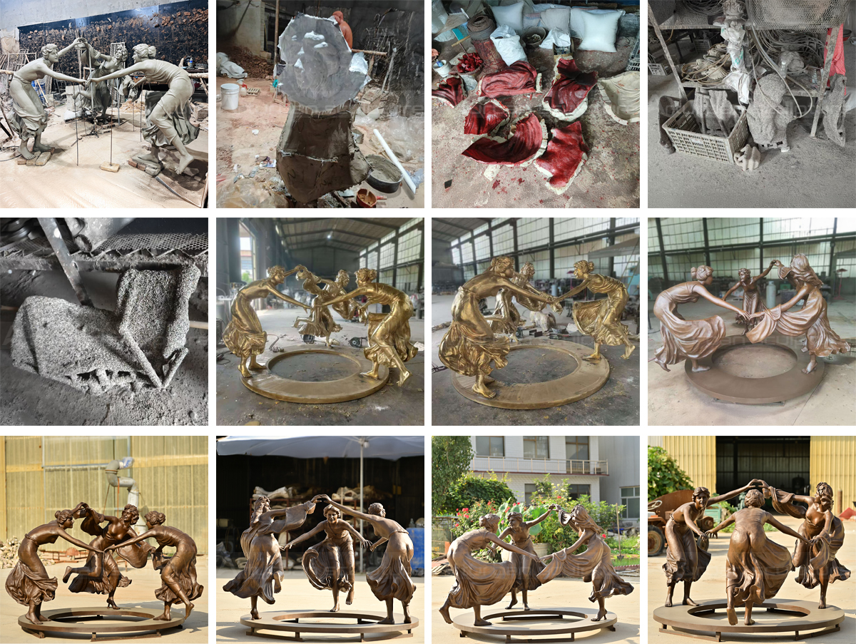 three dancing maidens fountain bronze casting process