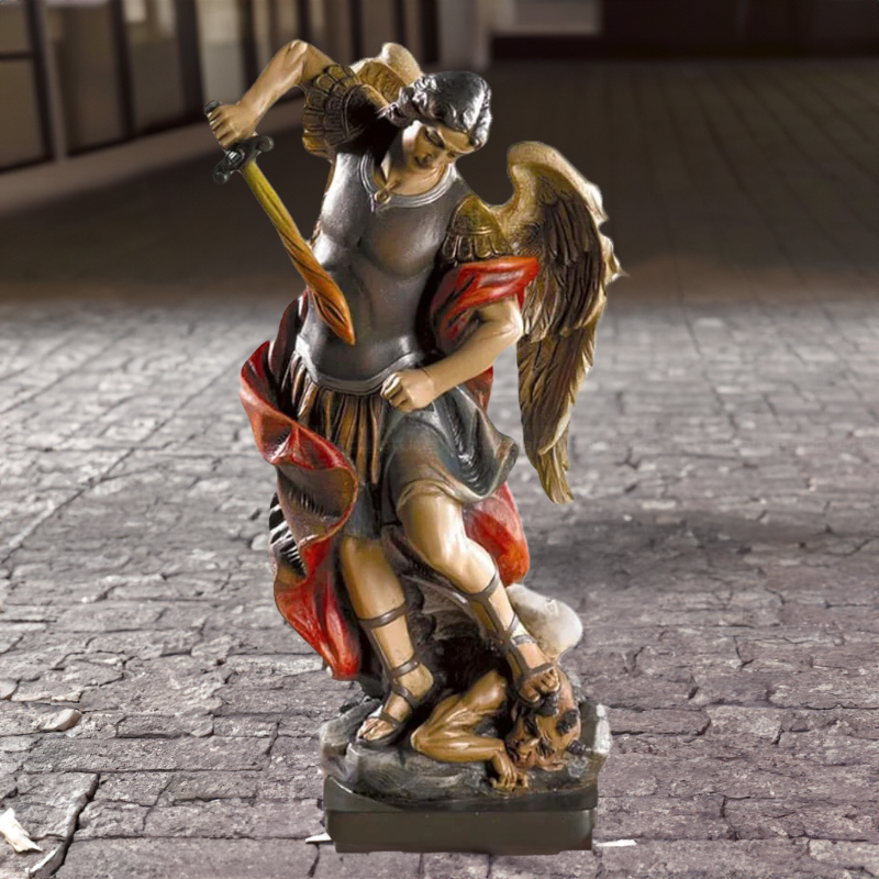 10 Large St Michael with sword statue