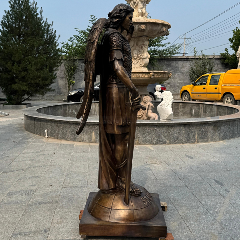 12-3 side view of Bronze large St Michael statue for sale