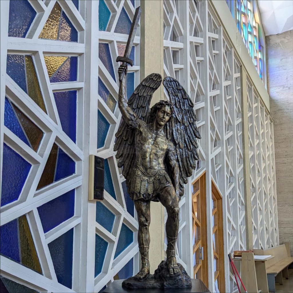 13-1 bronze st michael statue raising sword