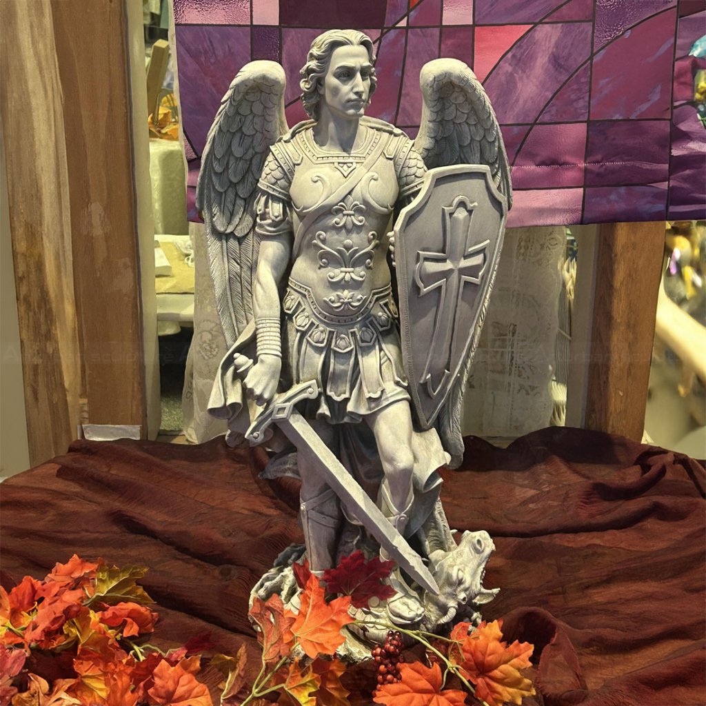 15 marble archangel michael statue slaying demon