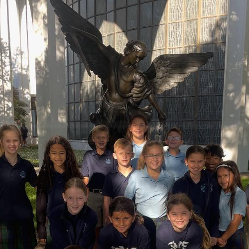 17-1 bronze st michael statue at school