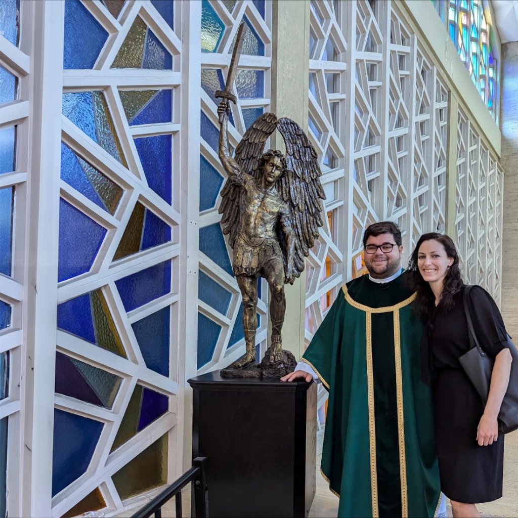 19 bronze st michael statue inside chapel