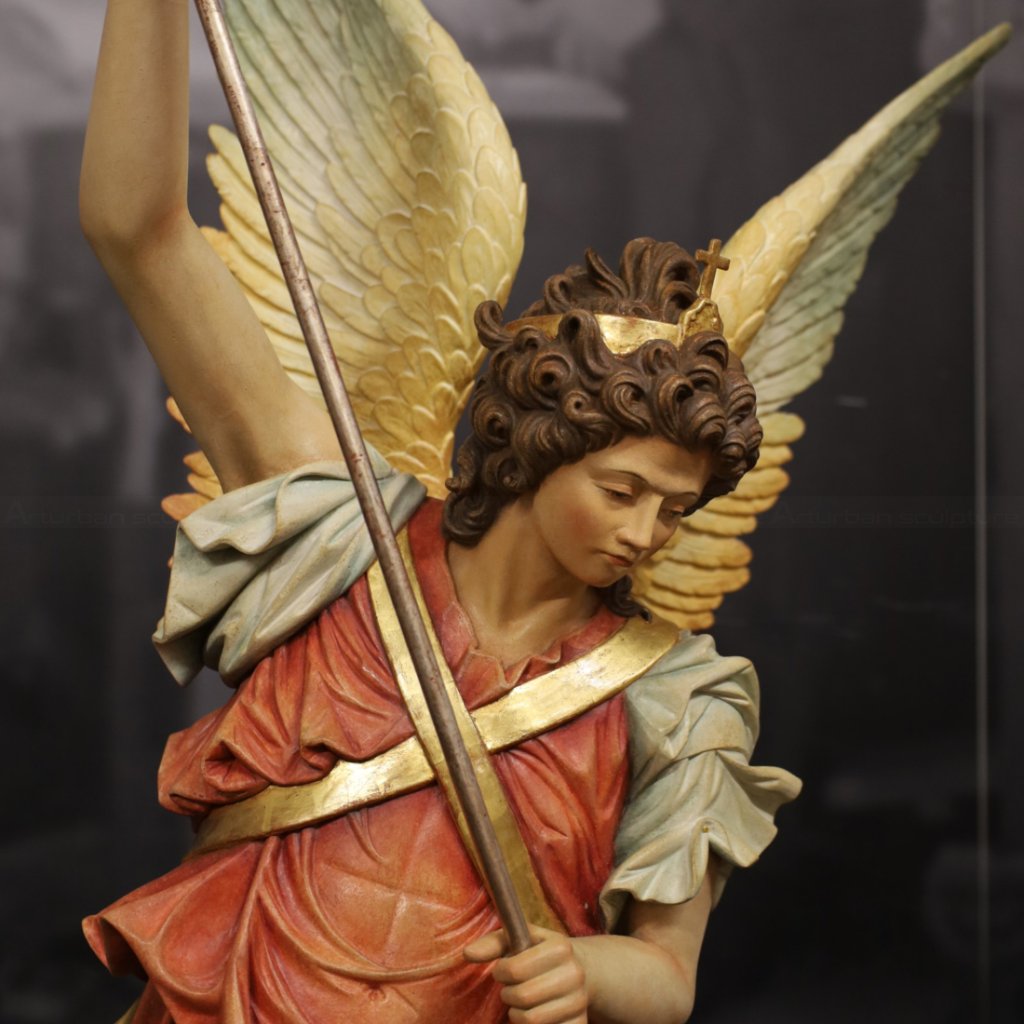 2-3 Colorful St Michael garden statue