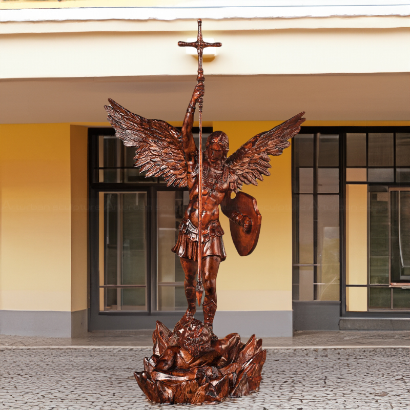 2 Large St Michael bronze statue for sale