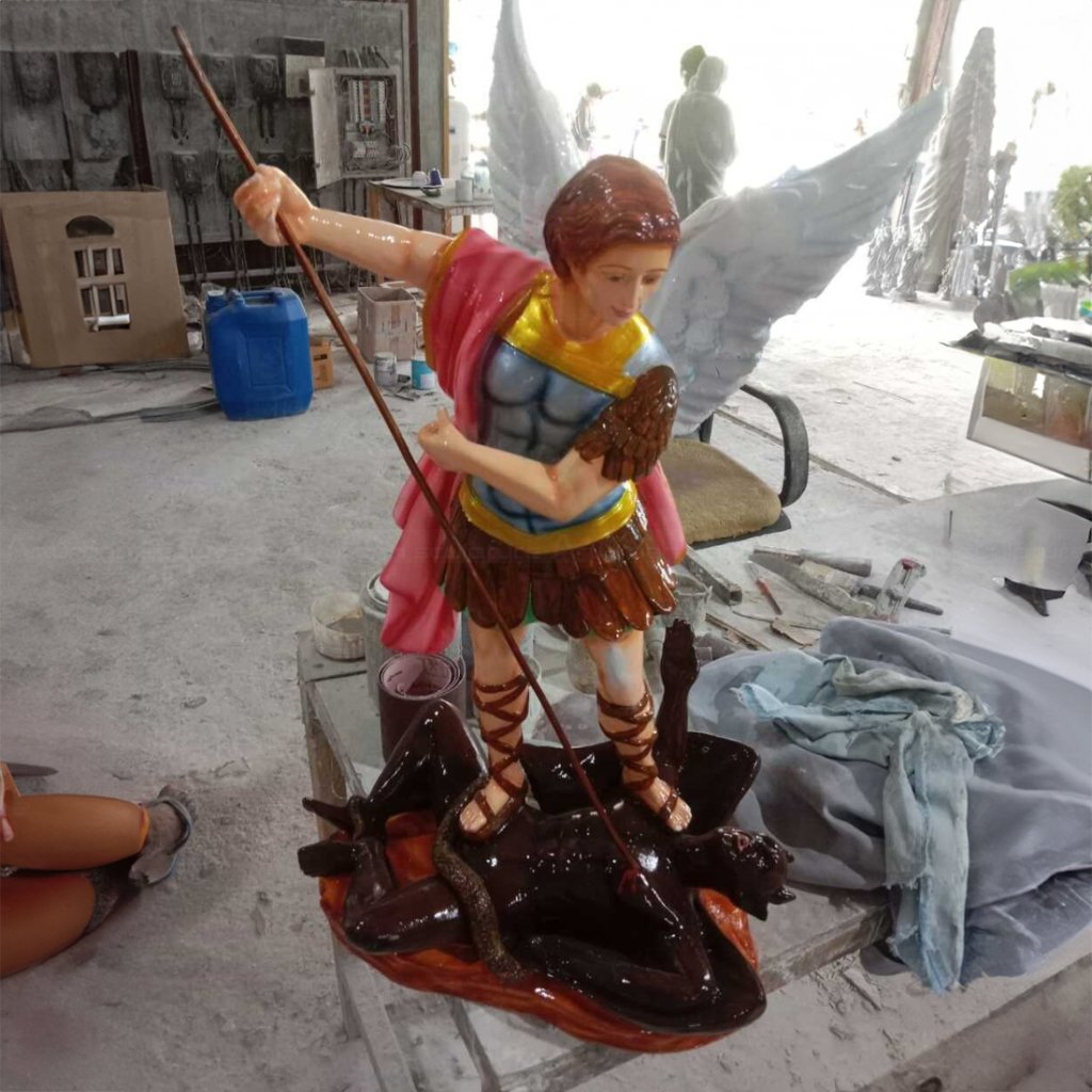 6 large St Micheal Archangel Fiber Statue for sale