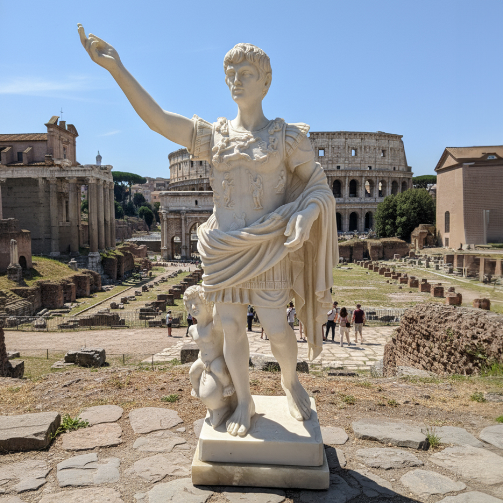 Augustus Marble Statue outdoors