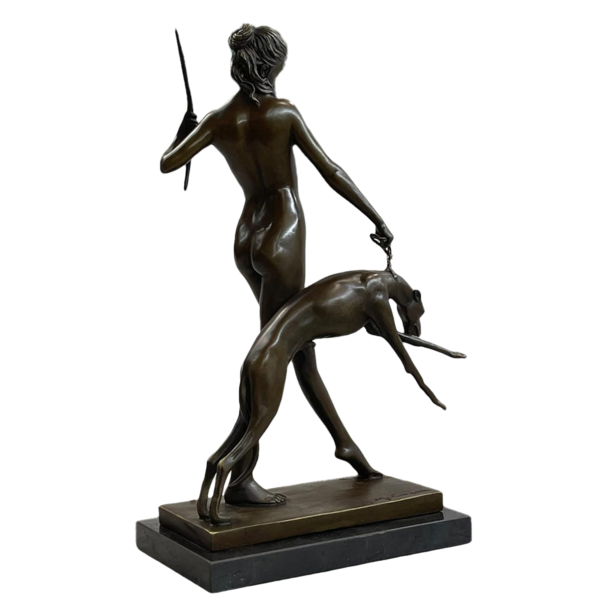 Back view of Bronze Statue of Diana the Huntress