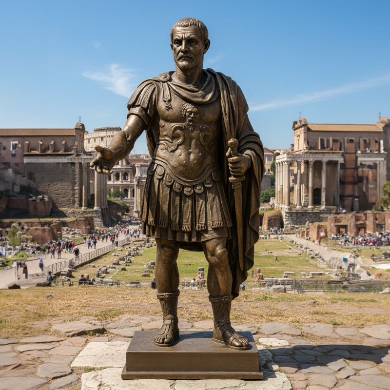 Bronze Aurelian Statue outdoors