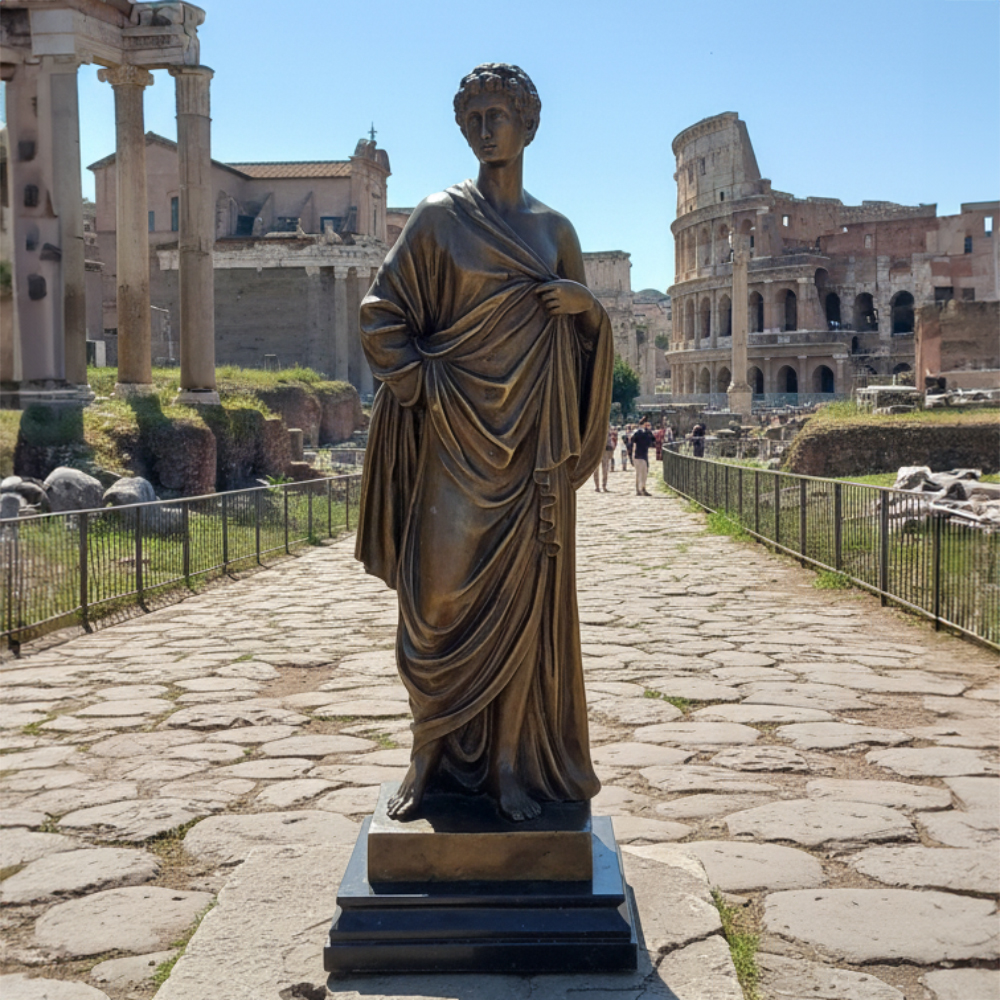 Bronze Roman Male Sculpture outdoors