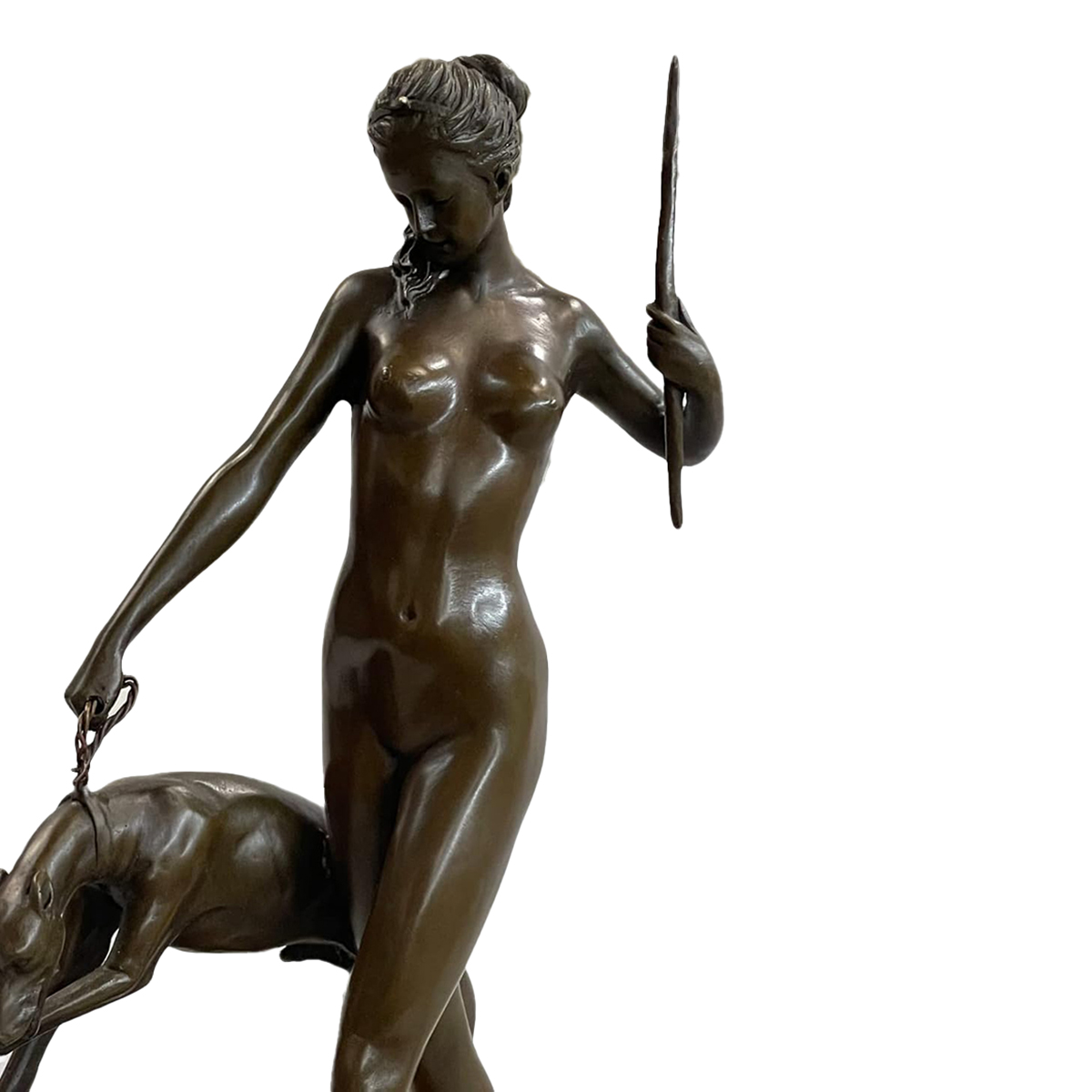 Bronze Statue of Diana the Huntress upper detail