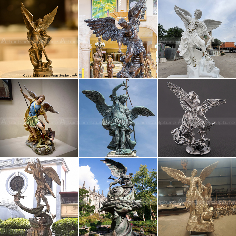 Collection of large St. Michael archangel statues-1