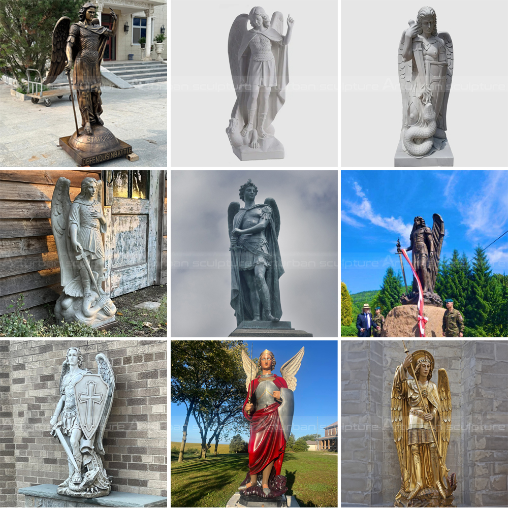 Collection of large St. Michael archangel statues-2