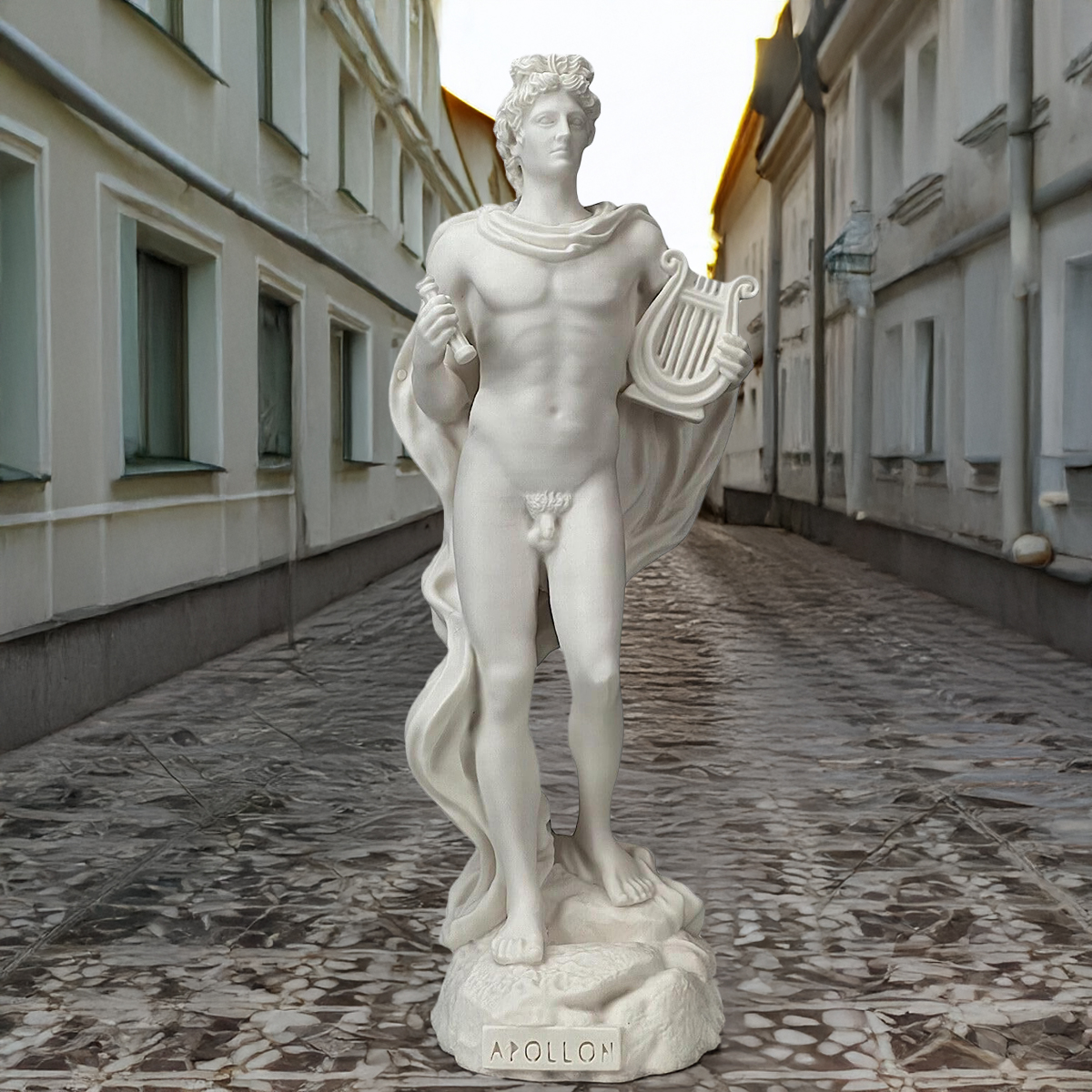 Full marble Apollo Statue with lyre
