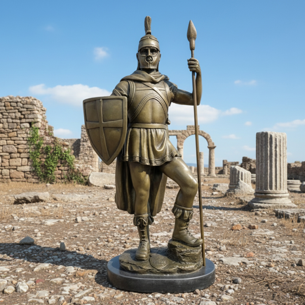 Greek Hoplite Statue bronze outdoor