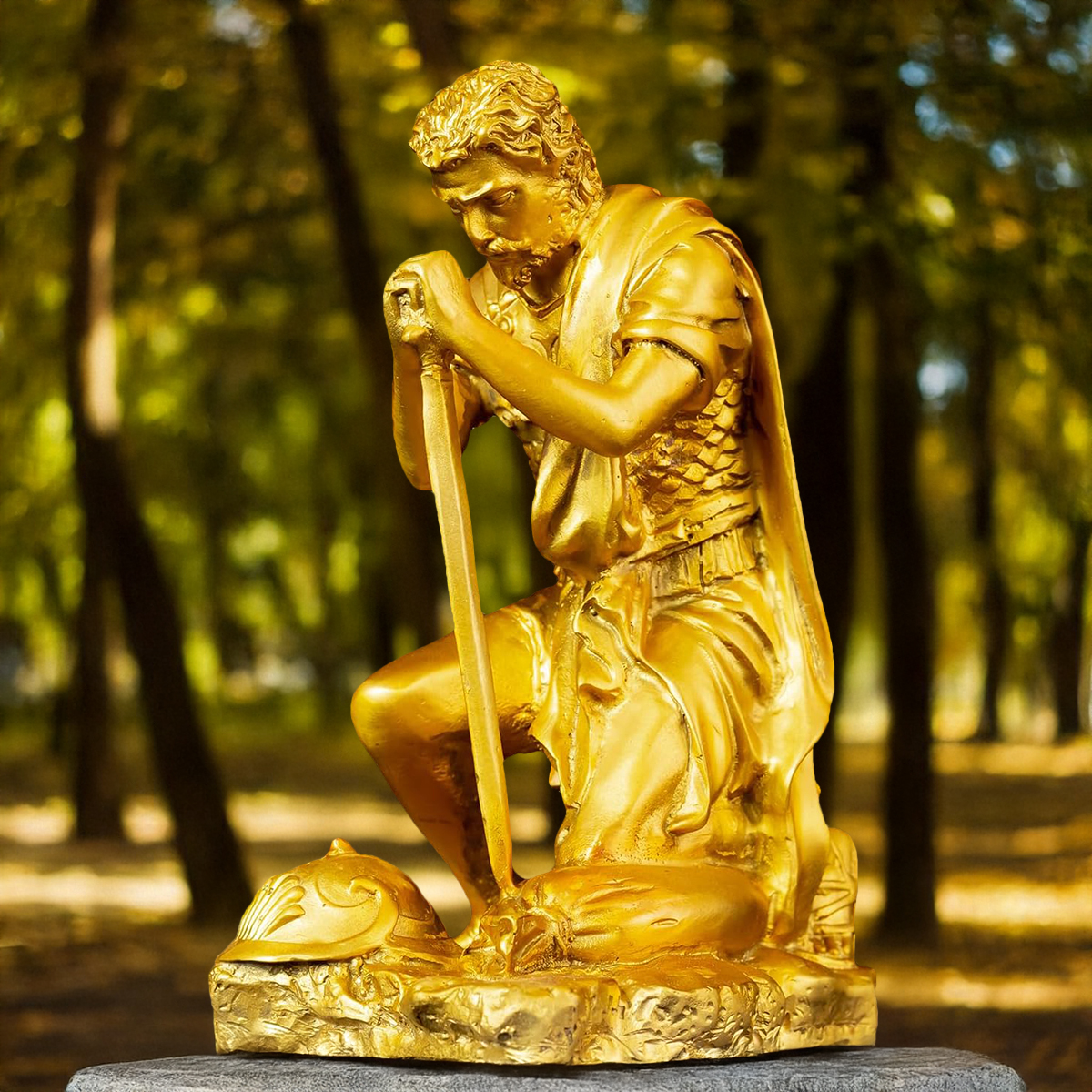 Kneeling bronze Spartan Warrior Sculpture outdoor