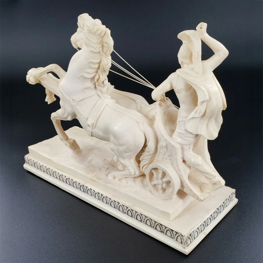 Santini Roman Chariot marble Sculpture back view