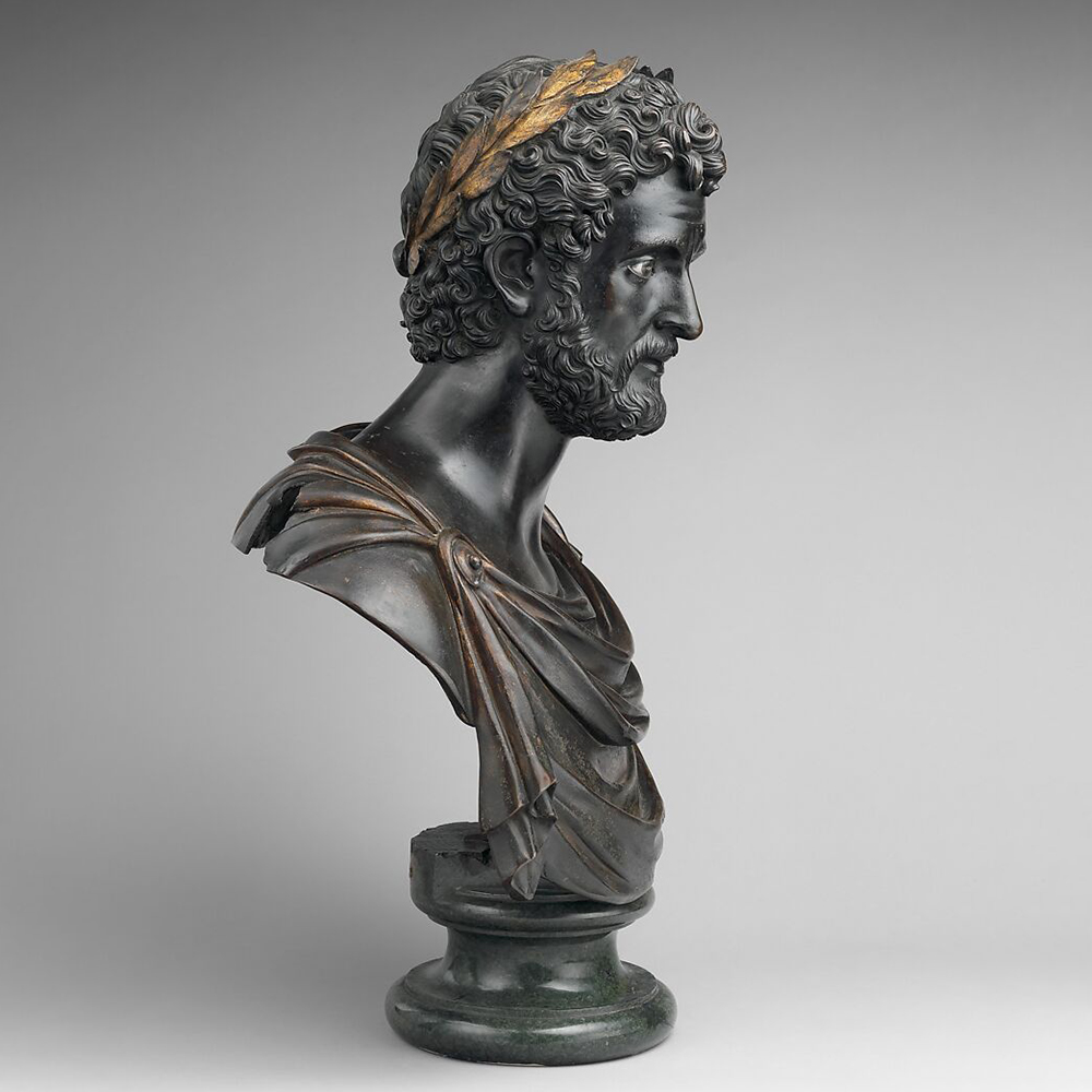 Side View Bronze Bust of Antoninus Pius