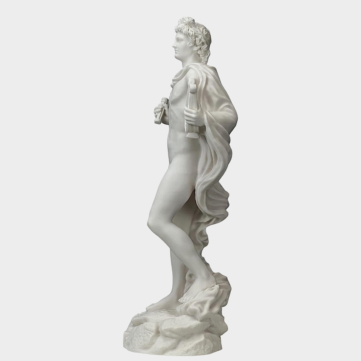 Side view marble Apollo Statue pose