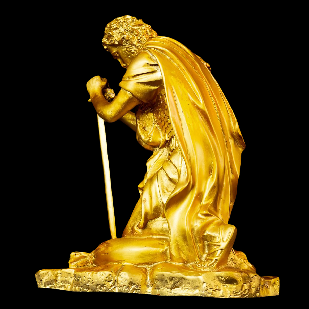 Spartan Warrior Sculpture with grounded sword