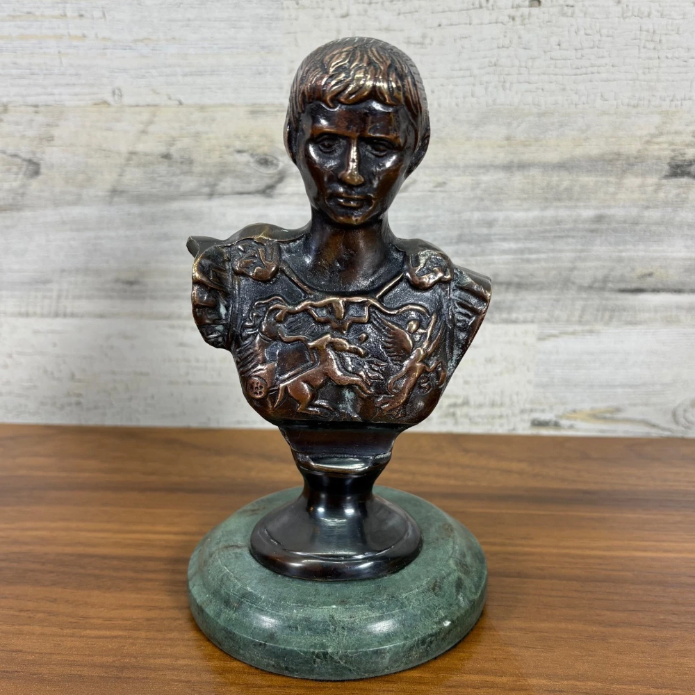 bronze Bust of Young Caesar on marble base