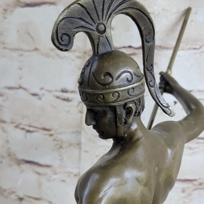 bronze Roman Gladiator Sculpture helmet details