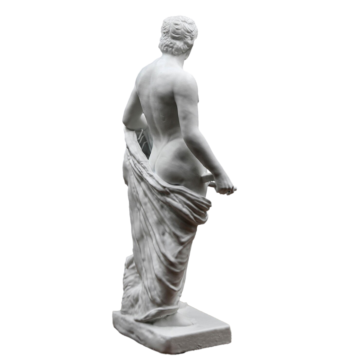 side view of the marble sculpture of Antinous