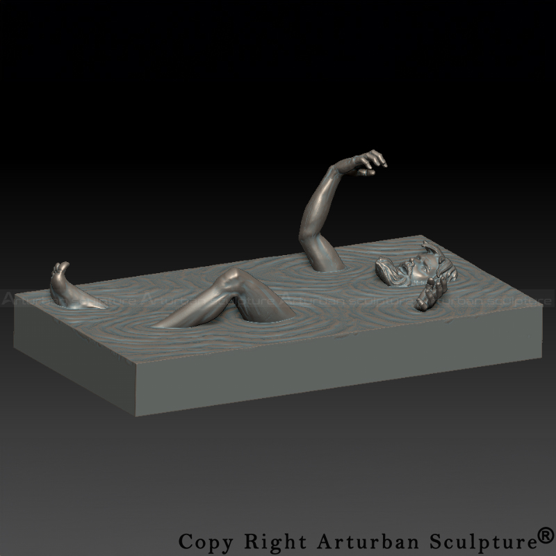2-Awakening sculpture 3D modeling perspective