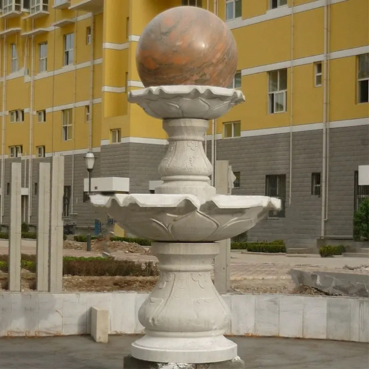 2 Tier Outdoor Fountain marble ball design