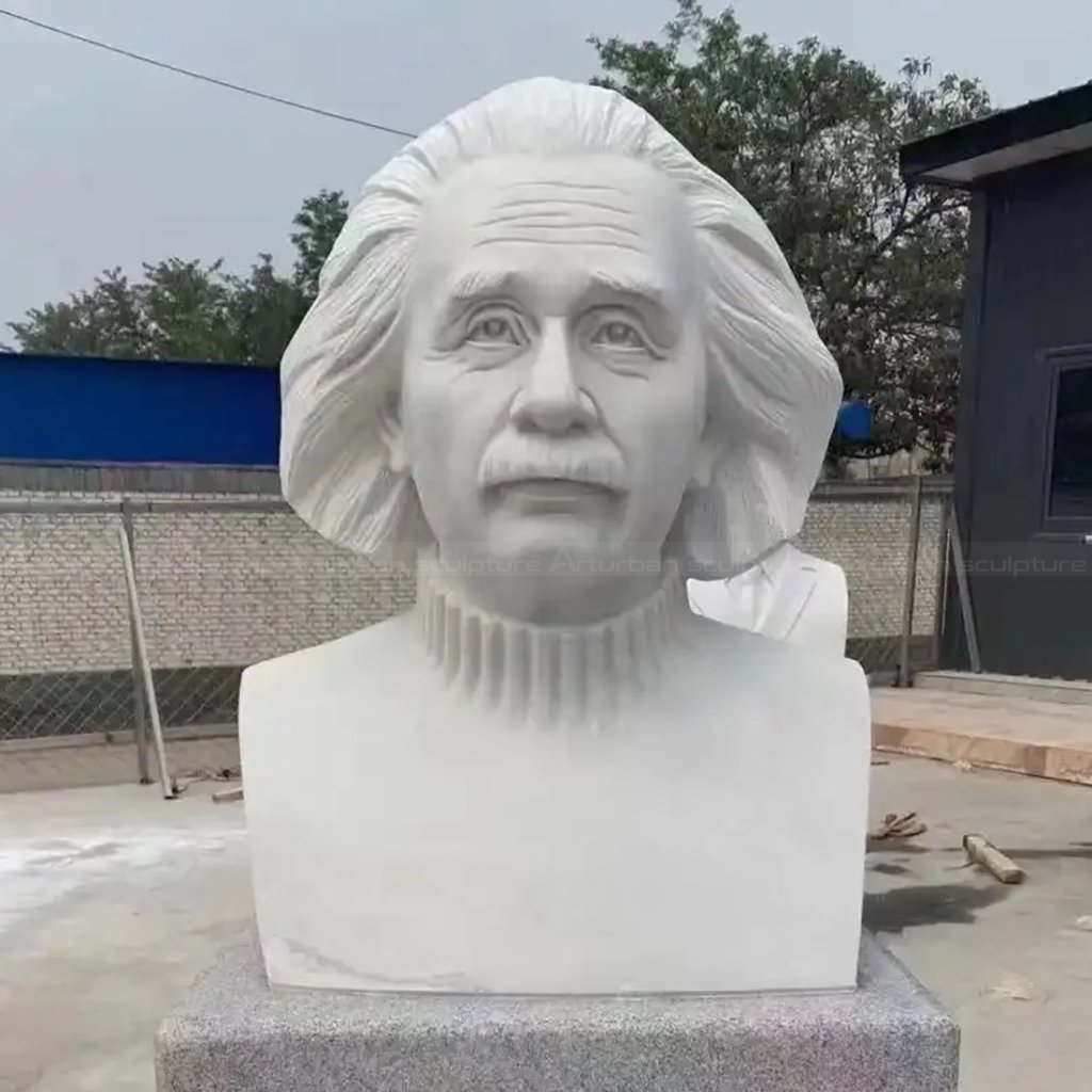 3 marble Einstein bust statues
