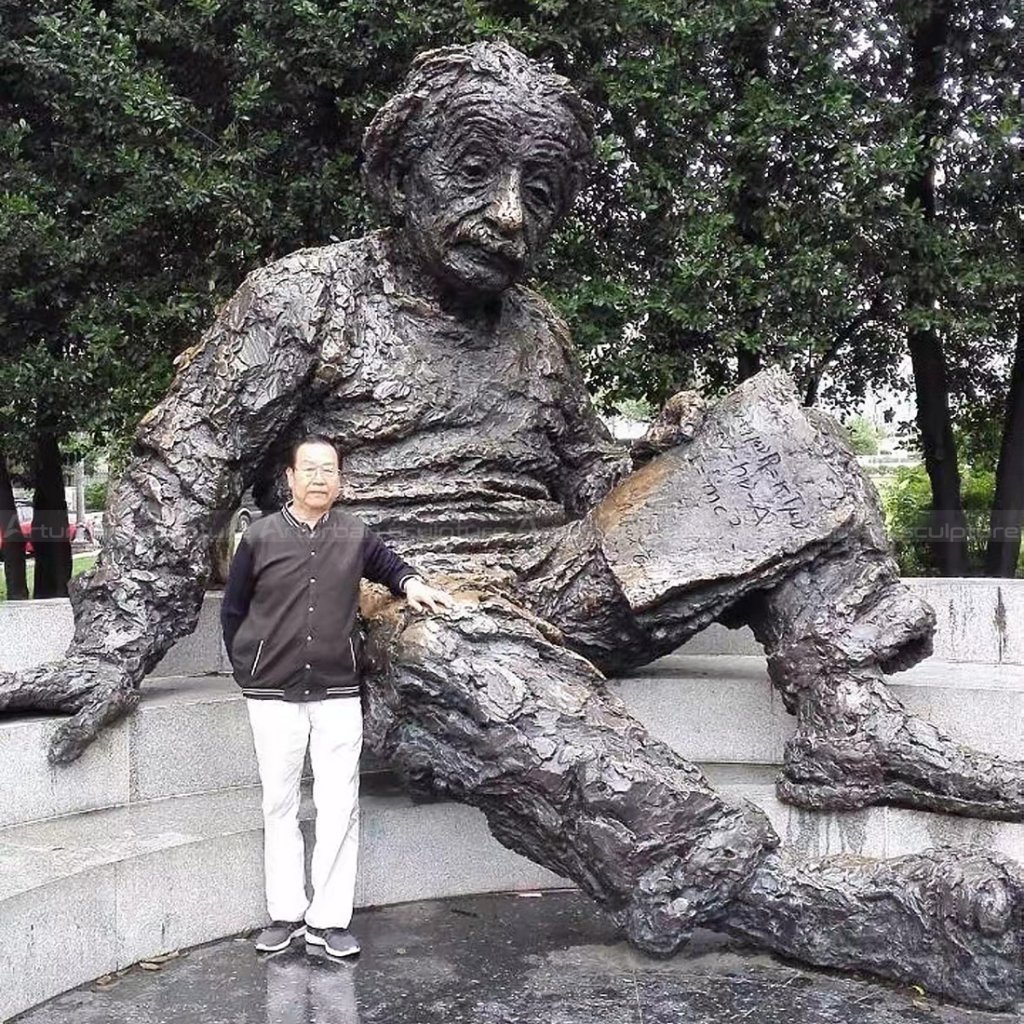 5 Large bronze Einstein statue outdoors