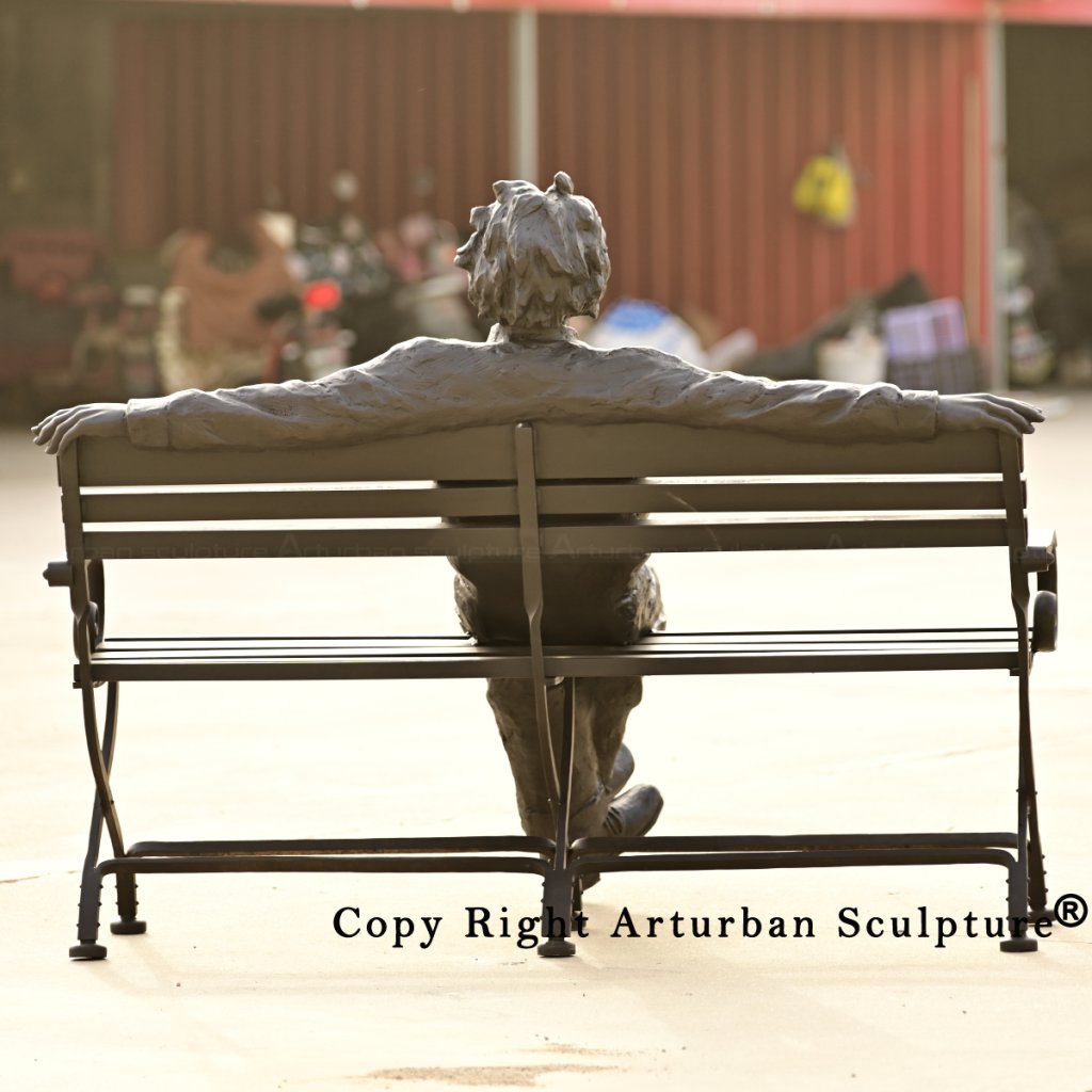 6 Bronze Einstein statues rear view