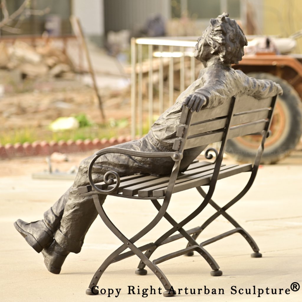 6 Side view bronze Einstein sculpture
